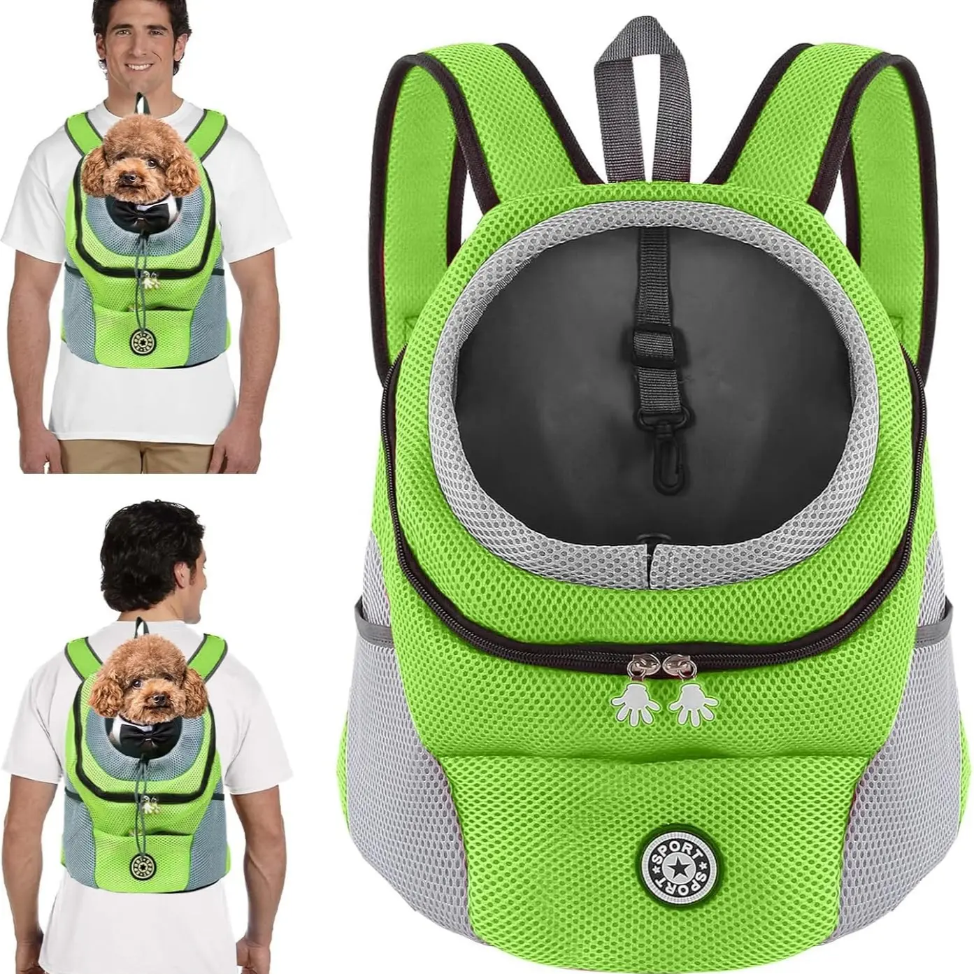 Breathable pet sports backpack with adjustable shoulder straps, secure zippers, and ventilation mesh - Durable nylon travel bag, lightweight travel backpack suitable for small dogs and cats, ideal for outdoor adventures in spring, summer, and fall