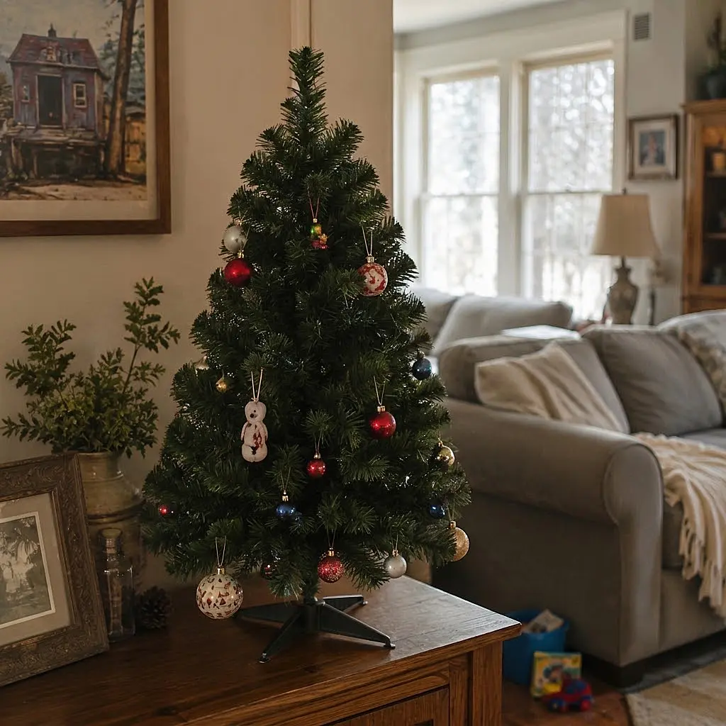 2 FT Tabletop Christmas Tree with 35 LED Lights, Compact Mini Artificial Tree, Sturdy Stand, Perfect for Apartments, Dorms, and Holiday Party Table Centerpieces Countdown Ornament