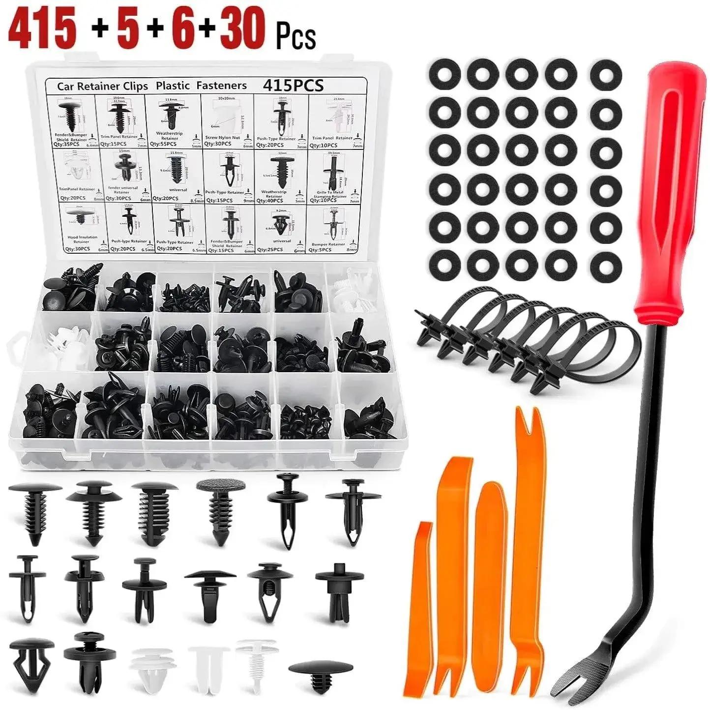 Nilight 456-Piece Multi-Size Vibration-Resistant Vehicle Bumper/Fender Retainer Clips, Push-In Clip-On Automotive Fasteners Kit for Splash Shield, Engine Cover, GM Cars Accessories