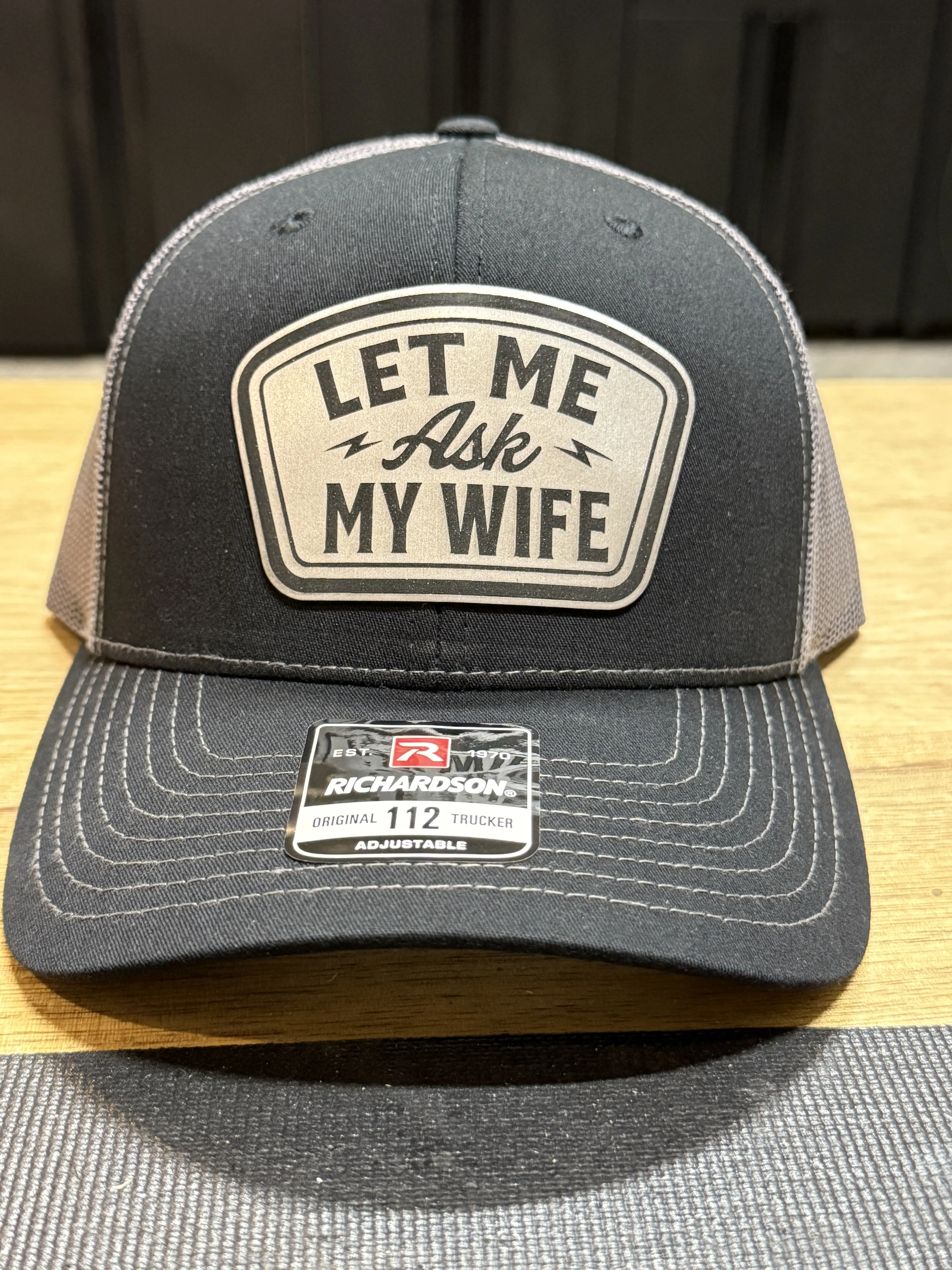 Funny Trucker Hat for Men – “Let Me Ask My Wife” Richardson 112 Cap | Husband Gift, Dad Hat, Adjustable Snapback