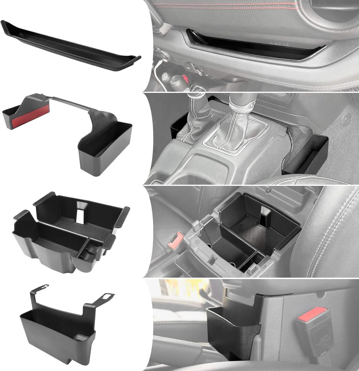 [SummerFinds]4PCS Upgraded Center Console Organizer for Jeep Wrangler JL JLU 4xe 2018-2025 & Gladiator JT 2020 2021 2022-2025 Accessories Gear Shift Side Tray Hanging Armrest Storage Box (Not for JK/JKU)