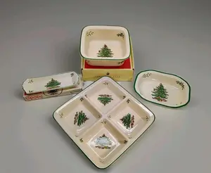 Spode Christmas Tree Serving Dish Divided Tray (4 Piece Set)