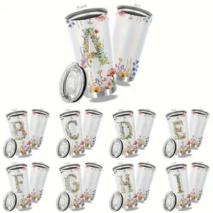 20 Oz Tumbler with Lid Personalized Initial Mug Monogrammed Travel Mug Suitable for Weddings Birthdays and Graduations Perfect Gifts for Women Mothers Sisters Teachers and Coworkers for Birthdays and Christmas Coffee Mug/cup Drinkware Flasks