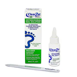ClearZal Bad Nail Repair , Antimicrobial BAC Nail Solution Treatment  Cuticle Serum with Premium Glass File 1 Ounce Made In USA