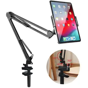 Adjustable Tablet Desk Stand Universal 360-degree Rotatable Metal Tablet Holder Phone Stand for iPad/iPhoneX/iPad Pro 4.5-12.9" Inch-Screen, Phone, Kindle(Black)
