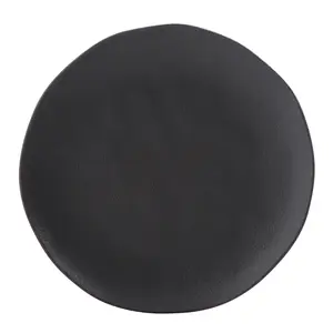 Porto Brasil Everyday Minimalist Matte Black Stoneware Dinner Plate Set - Set of 6
