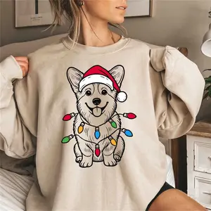 Festive Corgi Christmas Sweatshirt, Santa Corgi Sweater, Christmas Dog Mom Sweater, Holiday Season Crewneck, Gift For Her