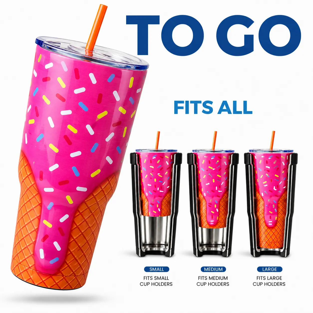 Universal Car Cup Holder Expander for Large Tumblers & Bottles – Fits Stanley, Yeti & More - Upgraded Double Wall Reusable Stainless Steel Holder Sleeves Insulator for Cold Drinks Fits Starbucks Dunkin Donuts McDonalds Small Medium Large Cup (Aurora)