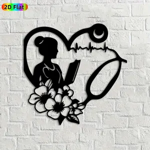 1pc Nurse & Heartbeat Metal Wall Art,Nurse Silhouette Statue Mural, Ideal Gift for Valentine's Day, Nurses' Day, Medical Decor Enthusiasts, Rust-Resistant Metal Wall Decor Wall Sculptures, Unique Healthcare-Inspired Decor