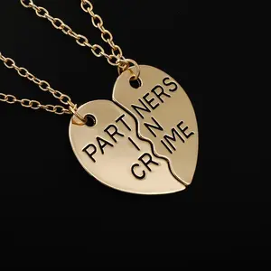 Good Friend and Best Friend Necklace PARTNERS IN CRIME Splicing Letter Pendant Love Clavicle Chain