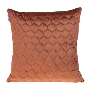 360 Stand Parkland PILL21371P Bazyli Transitional Velvet Blend Square Throw Pillow - Honeycomb Woven Texture, Burnt Orange Sofa Cushion for Indoor Use