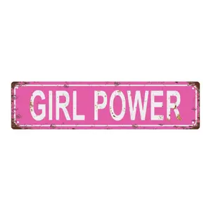 Vintage Metal Aluminum Sign, Fun Wall Decor for Home Bar & Cafe, Retro Street Style Decoration, Unique Gift Idea, Pink