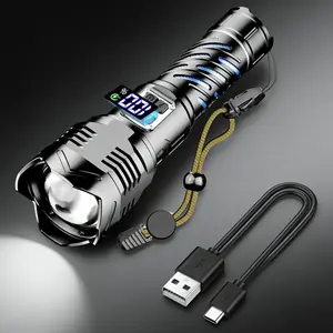 Big Hight Power Flashlights High Lumens Rechargeable with charging Phone function, 60W Super Bright LED Flashlight with LCD Display 5 Modes & Double Switches, Waterproof High Power Handheld Flash Light for Emergencies Camping Hiking