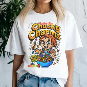 Chucky Charms Cereal, Funny Halloween Graphic T-shirt, Horror Character Tee, Retro Horror Shirt, Horror Cereal Killer Shirt, Halloween Movie Gift, ThugLife Shirt