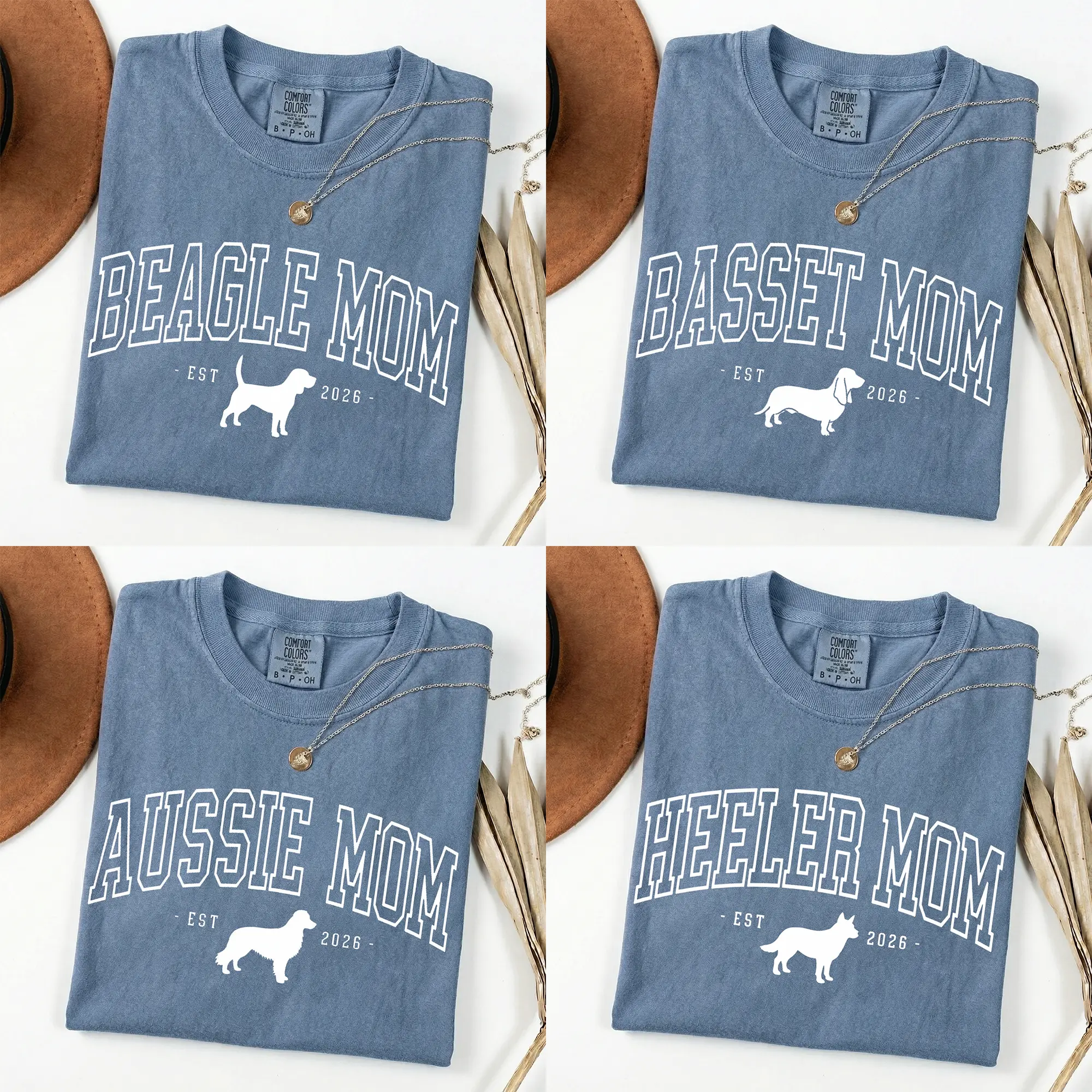 Comfort Colors Custom Dog Mom Shirt, Custom Est Year Heeler Mama TShirt, Personalized 50 Breeds+ Lover New Dog Owner Gifts Womenswear Crewneck