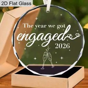 Engagement Gifts for Couples 2026, Flat Glass Engagement Gifts for Newly Engaged Couples, Bride to Be, Women, Fiance, Bride to Be Gift, First Christmas Engaged Ornament 2026, Festive Decorations