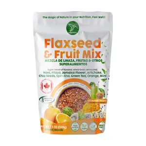 Ground Flaxseed & Fruit Mix, Orange & Mint Flavor, Ground Flax Seeds, High in Natural Fiber & Omega-3, Digestive Support - Linaza Natural.