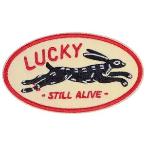 Running Lucky Rabbit Embroidered Patch, Back Adhesive Iron-On, Suitable for Clothes Jackets Bags Hats Accessories, Decorative Applique, Embroidery