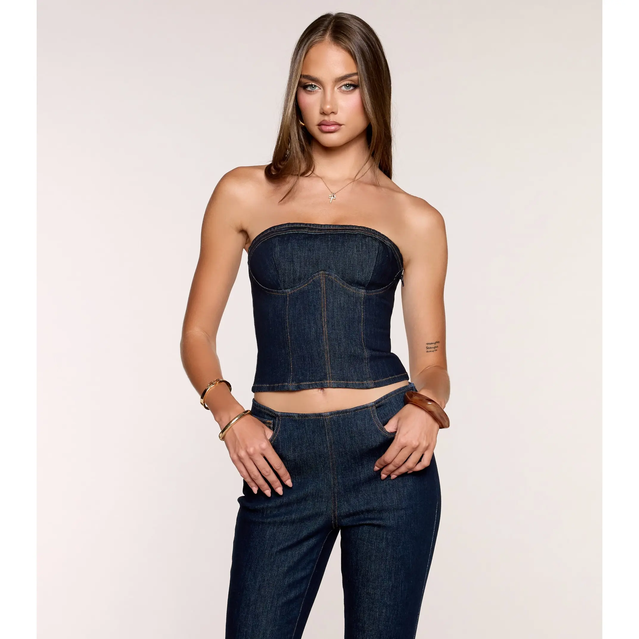 Booked And Busy Denim Bustier