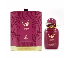 Arabiyat Prestige Bedour Extrait EDP Spray for Women, 3.4 fl oz (3 to 3.9 fl oz Single Item), Fruity & Earthy Citrus Perfume with Bergamot Blend, Mandarin & White Peach Notes