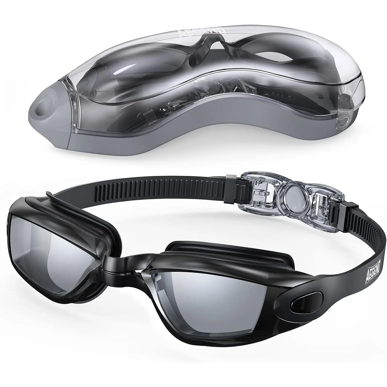 Mirrored Swimming Goggles for Unisex Adults, Waterproof UV Protection Lenses with Anti-Glare, No-Leak Silicone Frame and Quick-Release Strap, Mirrored Goggles, Uv Swimming Goggles