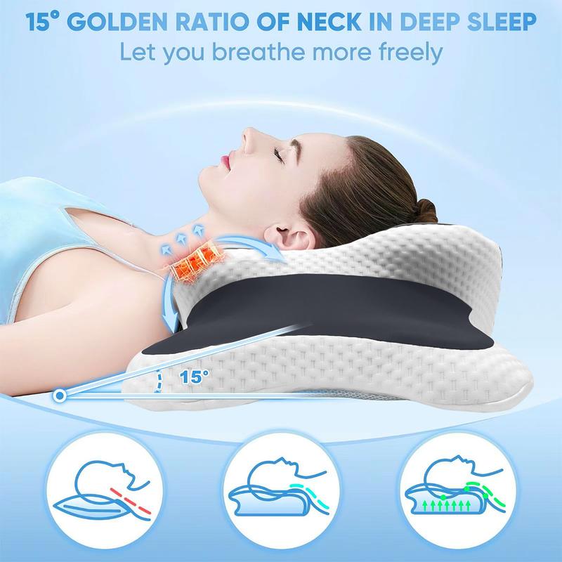 Memory Cotton Neck Pillow, Soft Ergonomic Support for Side Sleepers and Back Sleepers, Comfortable Sleeping Pillow for Better Sleep