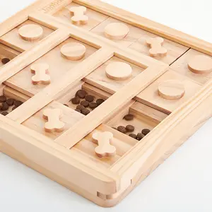 Slow Feeder Interactive Toys -Dog Bone Pattern Dog Puzzle Toys Wooden -  IQ Training for Small to Large Dogs
