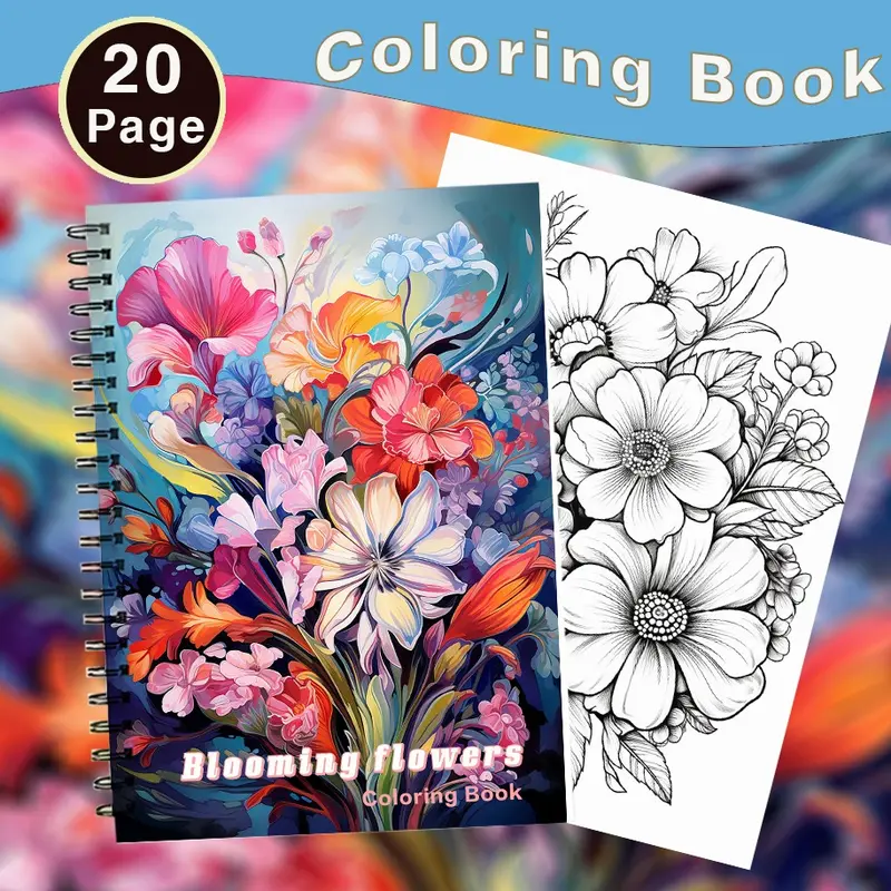 Adult Stress Relief Coloring Book, Activity Book, Spiral Bound, 21x29.7 Cm, 20 Pages, Thick Paper, Heavy Weight Paper, Anxiety Relief, Back-To-School Gift, Teenager Supplies