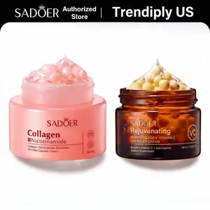 Korean Capsule Cream Duo | Collagen Nicotinamide & Vitamin C Capsule Cream Combo Set | Advanced Moisturizing & Firming Formula | Deep Hydrating K-Beauty Facial Care for All Skin Types