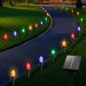 Solar Powered LED String Light, LED Ground Plug Bubble Ball Light, Colorful String Light, Outdoor Decoration Light for Wedding Party, Solar Garden Lights