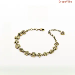 Mahjong Thirteen Orphans Gold Plated Bracelet Retro Minimalist Design Elegant Fashion Jewelry For Daily Wear