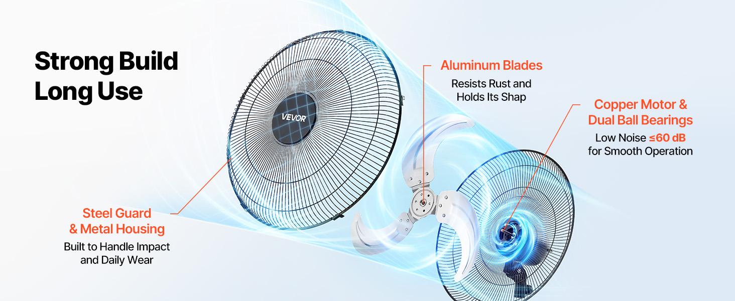 VEVOR 2-Pack 18 in Wall Mount Fans, Oscillating Wall-Mounted Cooling Fans with 3 Speeds, Long Airflow Distance, Adjustable Rotation Angle, Mechanical Powerful for Garage, Workshop, Cooling Fan VEVOR 2-Pack 18 in Wall Mount Fans, Oscillating Wall-Mounted Cooling Fans with 3 Speeds, Long Airflow Distance, Adjustable Rotation Angle, Mechanical Powerful for Garage, Workshop, Cooling Fan