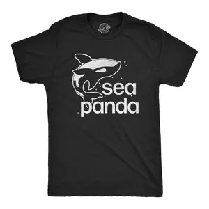 Mens Sea Panda T Shirt Funny Cute Orca Killer Whale Lovers Tee for Guys Mens Funny T Shirts Cool Vintage Fashion T-Shirt Gift Classic Menswear Sarcastic Apparel for Men Funny Animal Short Sleeve Novelty Tees Black -