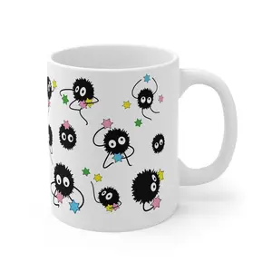 Soot Sprites Studio Ghibli Susuwatari Ceramic Mug 11oz 15oz,  Spirited Away Kamaji Totoro Mug, Kawaii Mug Anime Coffee Mug Drinkware