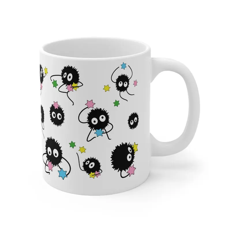 Soot Sprites Studio Ghibli Susuwatari Ceramic Mug 11oz 15oz,  Spirited Away Kamaji Totoro Mug, Kawaii Mug Anime Coffee Mug Drinkware