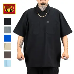 FB COUNTY County Short Sleeve Zip Shirt  FBCOUNTY Short Sleeve Shirt 2 Pockets Half Zip Plain Work Shirt