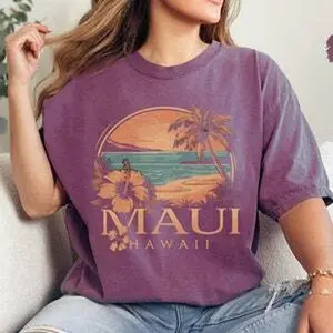 Maui Hawaii Shirt Maui Vintage Comfort Colors Shirt Hawaii Vacation Trip Souvenir Beach tshirt Aloha State tee coconut girl gift beachy tee