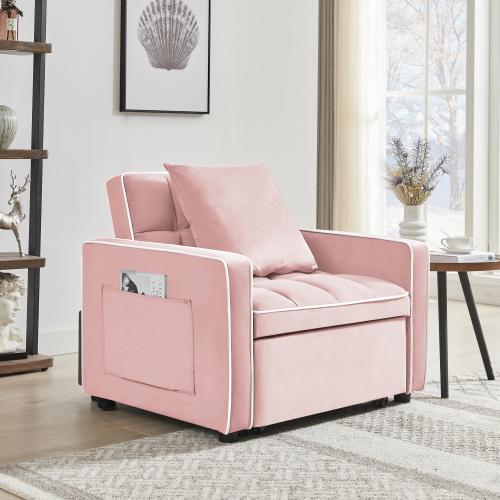 [Bellemave] Three-in-one sofa bed chair folding sofa bed adjustable back into a sofa recliner single bed adult modern chair bed berth creamy white