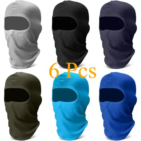 Unisex Balaclava Face Mask Protective Gear - 6pcs Different Colors/9pcs Black Thin Cover, Windproof Neck Gaiter, Ideal for Cycling, Skiing (Non-Cold-Proof, Outdoor Sports Gift for Men/Women)