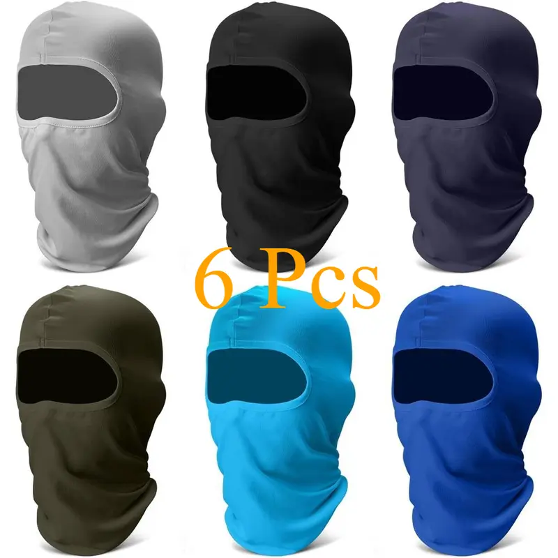 Unisex Balaclava Face Mask Protective Gear - 6pcs Different Colors/9pcs Black Thin Cover, Windproof Neck Gaiter, Ideal for Cycling, Skiing (Non-Cold-Proof, Outdoor Sports Gift for Men/Women)