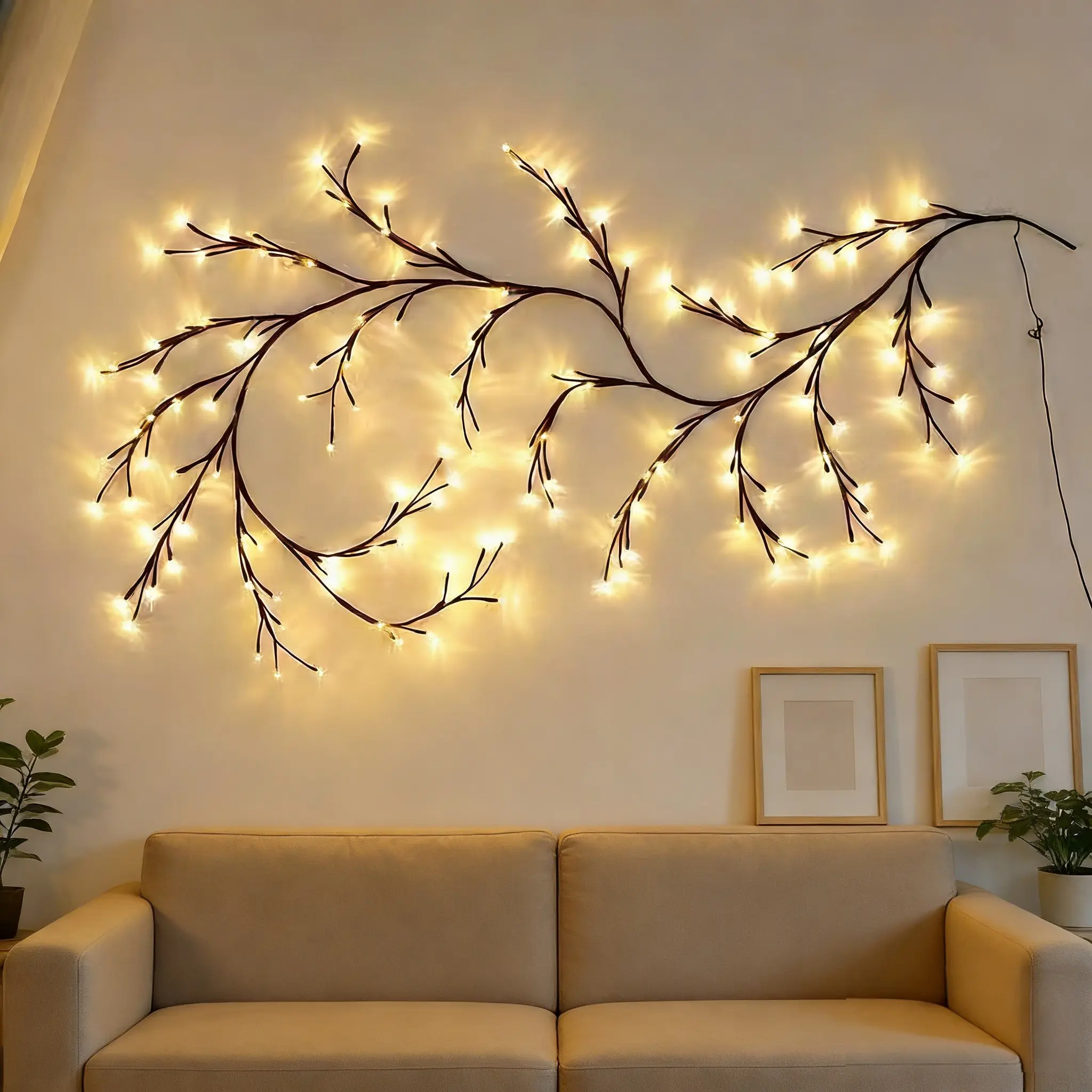 Wall Magic Willow Tree Light, LED Flickering Branch Lights, Warm Ambiance, Bendable for Walls/corners, Home Decor for Living Room & Bedroom, Interior Led Lights, Led String Lights