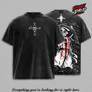 Whitebeard - OP Washed T-Shirt, Edward Newgate Anime Tee, Anime Merch, Acid Wash Graphic Tee, Oversized Unisex Casual Top, Vintage Colthing, Manga Streetwear Top, Anime Fan Gift
