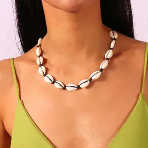 Aihua Hot Summer Beach Conch Seashell Necklace for Women Jewelry Bohemian Rope Cowrie Beaded Necklaces Chokers Collars