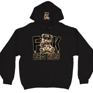 F Dem Kids Bear Hoodie, F Them Kids Bear Hoodie, Heavy Cotton Hoodie Casual Classic Casual Classic Menswear Matching