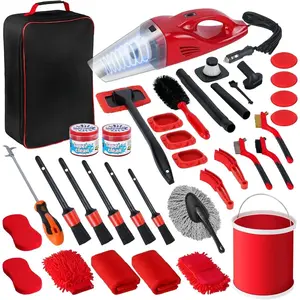 Car Detailing Kit Interior Cleaner, Auto Detailing Kit, Car Vacuum Car Interior Detailing Kit, Car Wash Kit with Bucket Detailing Brush Set Car Accessories for Motorcycle, Cars, Bikes, Wheels