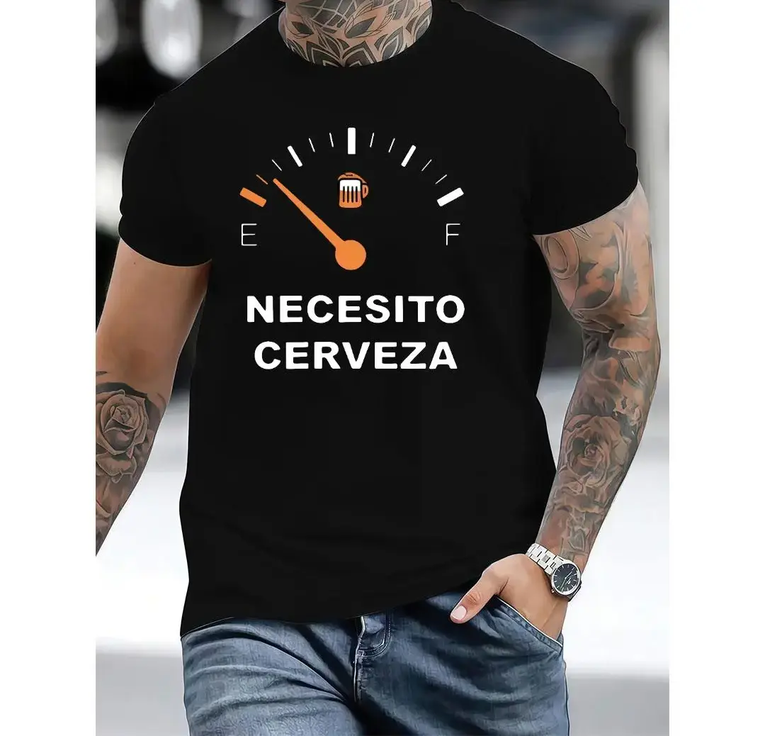 Men's 2026 New Regular Fit Classic Round Neck Shortleeve T-Shirt - Letter Graphic, Soft Breathable Fabric, Casual Spring & Summer Daily Wear Menswear Top, Shortsleeve, Tshirt, Regular Fit Moves With You All Day, Year-Round