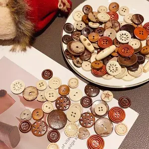 Round Craft Buttons Mix, Sewing Buttons for DIY Projects, Perfect for Button Painting & Handmade Ornaments, Non-Textile Wrapping