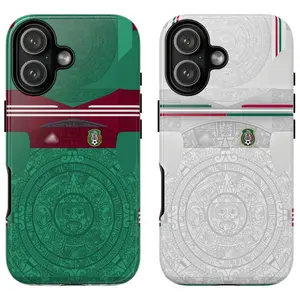Sporty Mexican National Team Aztec Calendar Wc 2026 Soccer Graphic Art Shockproof Tough Phone Case Heavy Duty Protective Cover for iPhone 11 12 13 14 15 16 17 Pro Max Plus