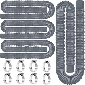 1.5" x 59" Heavy Duty Above Ground Pool Replacement Hoses, Leak-Proof for Filter Pumps & Salt Systems, with 8 Metal Clamps, Gray 4Pcs