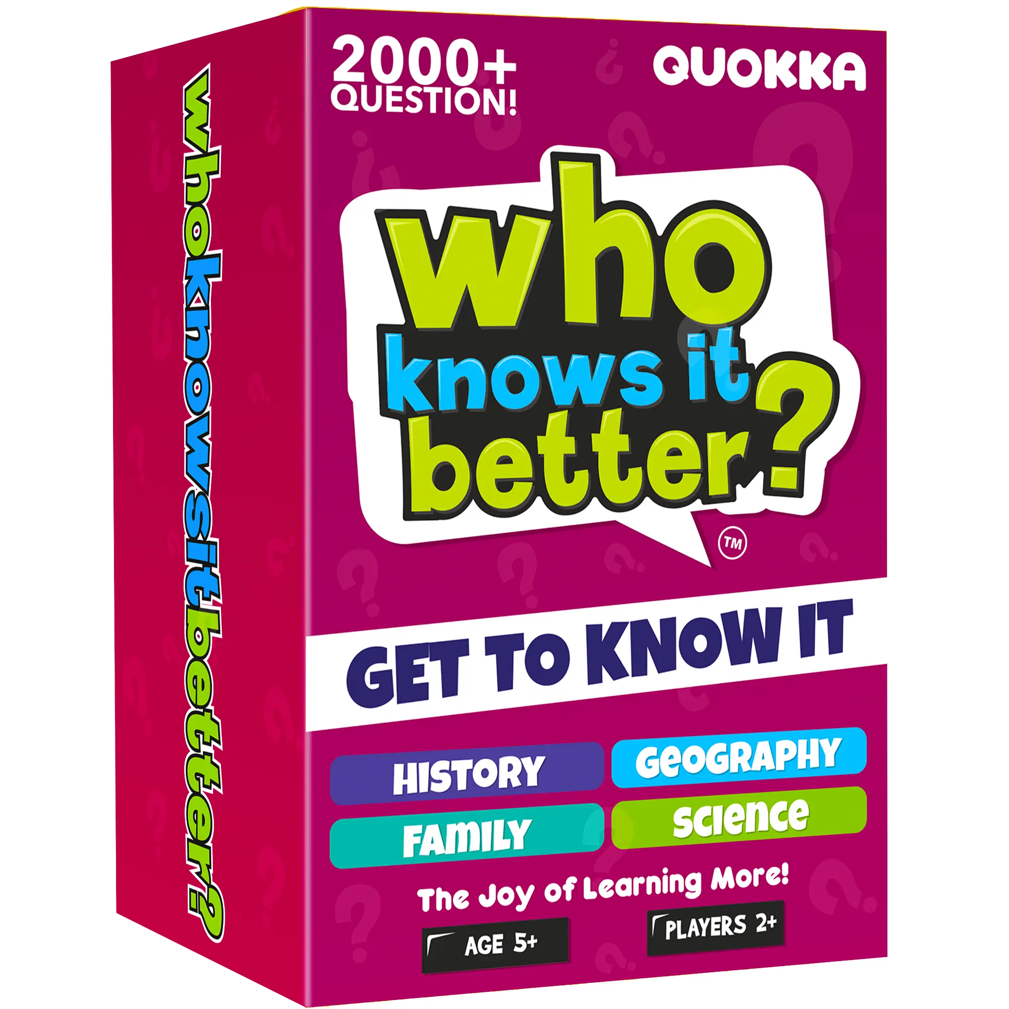 QUOKKA 4-Set Trivia Card Game "Who Knows Better?" - Assorted Sets with Card Deck Box, History, Geography, Science Questions for Family Fun Learning & Education, Assorted Card Sets